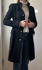 Mantel Damen Wolle 36 / S Zara Blau dunkelblau Gürtel 