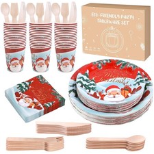 Anstore Pappteller Becher Set für 25 Gäste ​200 Stück Einweggeschirr Set