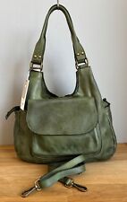 Tasche Schultertasche Handtasche Leder grün Damen Italy Beuteltasche