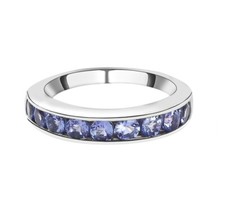 9 KT WEISSGOLD TANSANIT KANAL BESETZT HALBE EWIGKEIT STAPEL BANDRING TJC GRÖSSE P1/2 Q