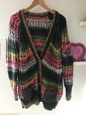 Ausgefallene dicke Strickjacke leicht oversize S.Oliver grau pink gelb weiß M