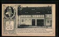 Kölleda /Th., Wohnhaus und Portrait Turnvater Jahn, Ansichtskarte 