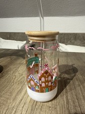 Süßes Lebkuchenhaus Glas mit