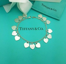 Return to Tiffany & Co. Sehr selten Sterlingsilber Multi Herz Herzen 7" Armband