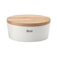 CONTINENTA Brottopf oval mit Holzdeckel  30 x 23 x 13,5 cm weiß