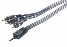 Vivanco AV 2m 3,5mm Klinke 4-pol <> 3x Cinch Stecker Kabel Video VHS RCA Adapter