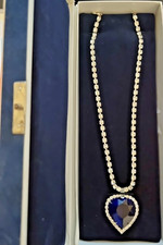 Preciosa Damen Halskette Elegant Blau mit Herzanhänger Strass 42 cm