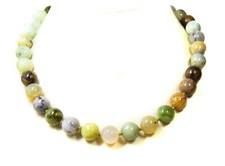Wunderschöne Halskette aus dem Edelstein Flower-Jade in Kugelform Ø-12 mm 