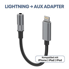 Lightning auf zu 3,5mm Klinke Adapter Apple iPhone AUX Audio Kabel Kopfhörer