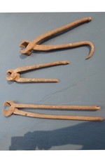 Zangen Schmied Werkzeug ca. 32-50cm Schlosser 3 Zangen Schmied ANTIK