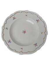 WEIMARER PORZELLAN Katharina Suppenteller Blumen Goldrand Weiß 25cm