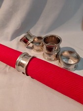 6 versilberte, runde Serviettenringe mit Perlrand sehr edel + dekorativ