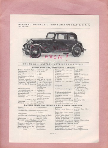 Hannover typentafel 1934 - hannover,,