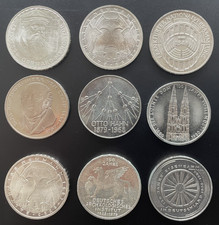 5 DM Gedenkmünzen 9 Stück /davon 4 x silber