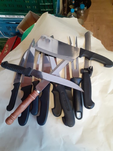 10x küchenmesser 1xgabel - , 1x
