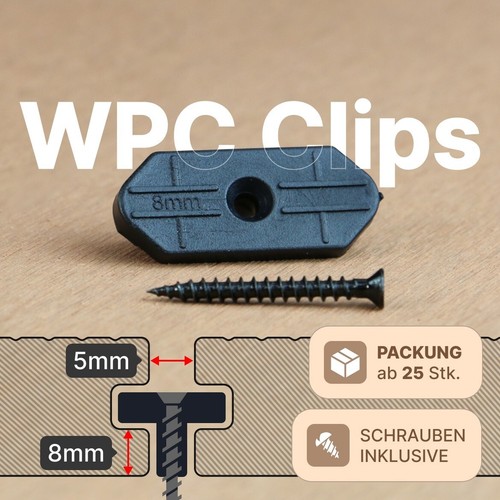 Wpc clips mm - mm, befestigung