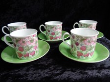 Dibbern  5 x Espressotasse gemustert mit Unterteller uni grün TOPP