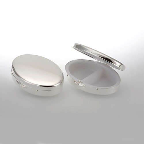 Pillendose metall oval - pillendose, silber