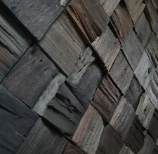 3D Echt-Holzriemchen Wandverkleidung Antik 40 x 40 cm Verblender Holzpaneele