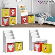 Kinderregal Aufbewahrungsregal Spielzeugablage Luigi Weiß Sitzbank Faltbox Vicco