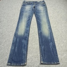 Replay-Jennpez Damen Jeans W29 L34 Blau Eng Gerade Niedrige Taille Stretch 29x34