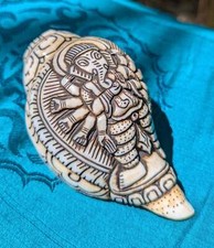 Kleines Muschel-Horn, Conch, Shangka m 12-armigen Ganesha, Meisterarbeit
