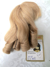 PUPPENPERÜCKE--ECHTHAAR--ZAPFEN-SCHILLERLOCKEN--KOPFUMFANG--25/27 cm--BLOND--NEU