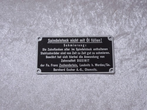 Spindelstock metallschild - spindelstock,