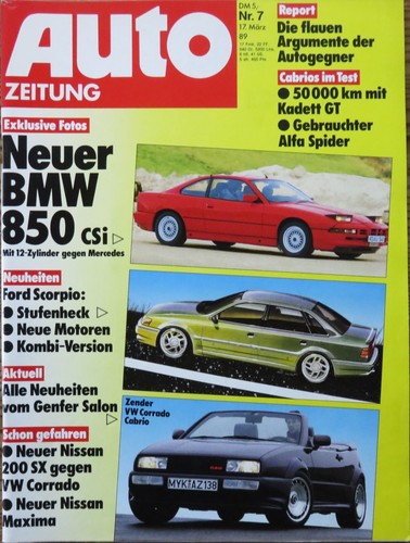 Auto zeitung bmw - 07/89, 850