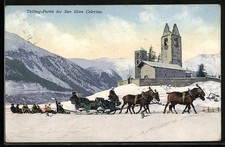 Ansichtskarte Pferdeschlitten