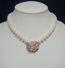 Collier aus Süsswasserperlen mit Wechselschließe Aquamarin & Morganit