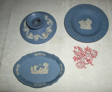 3 Teile von Wedgwood Porzellan aus England - blau - Schale - Teller - Leuchter