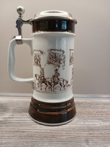 Bierkrug mit zinndeckel - bierkrug,