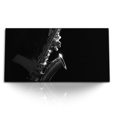 120x80cm Kunstdruck Bilder Saxophon Jazz schwarzer Hintergrund Musik
