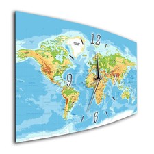 BM Wanduhr 44 cm x 22 cm  leises Uhrwerk Quarzwanduhr 8286-1a Weltkarte