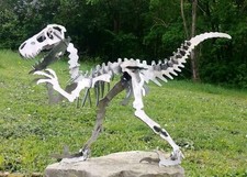 Edelstahl Dino Gartendeko, kein Edelrost, keine Rost Deko, Raptor, Dinosaurier