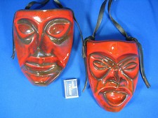 Set of  2 pottery wall masks