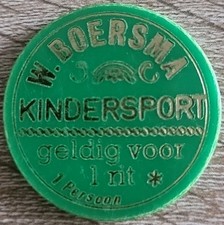 Ehrenkarte,Fahrchip,Kirmes,W.Boersma (Niederlande) Kindersport (Grün)