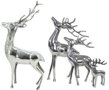 Deko Hirsch stehend Figur Aluminium Silber 49 oder  72cm XL