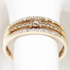 Diamantring 9 Karat 375 Gold Gelbgold 23 Diamanten 0,38 ct Damenring 2,21g Gr 59