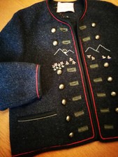 Trachtenjanker aus Walkloden mit Applikationen, Wesenjak Tirol, antrazit, Gr.40 