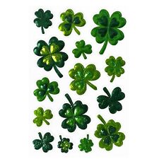 3D Kleeblatt Sticker Aufkleber metallisch Geburtstag Silvester Geschenk Deko 