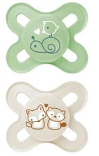 MAM Schnuller Latex Naturkautschuk 0-2 Monate 2er Pack matt  flach und flexibel