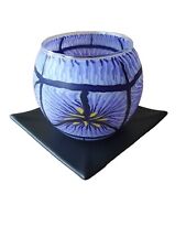 Leuchtglas - Windlicht - Teelichthalter Lila Glaskugel mit Teller Deko 