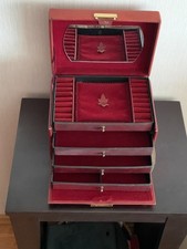 Schmuckkoffer Echtleder, Schmuckschatule mit 4 Schubladen und Spiegel