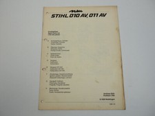 Stihl 010 011 AV Kettensäge Motorsäge Ersatzteilliste Ersatzteilkatalog 01/198