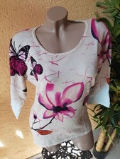 Art & Color Viskose Pullover rosa mit Blumen Gr. 40 Topp!!