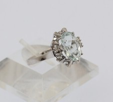 ♦♦ Ring in 14 kt 14k 585 er Weiß Gold mit Blautopas Topas Gr. 56 Goldring Damen