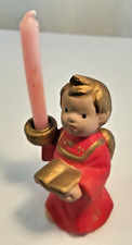 Engel Ton mit Buch Weihnachtsbotschaft und Kerze rot und gold H12/D6/B7cm