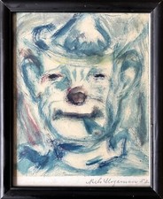 Aquarell 1952 Porträt Clown
